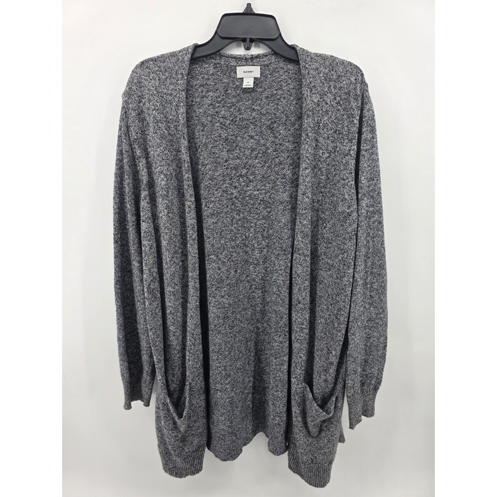 Old Navy Marled Open Front Cardigan Sweater Grey Pockets XL